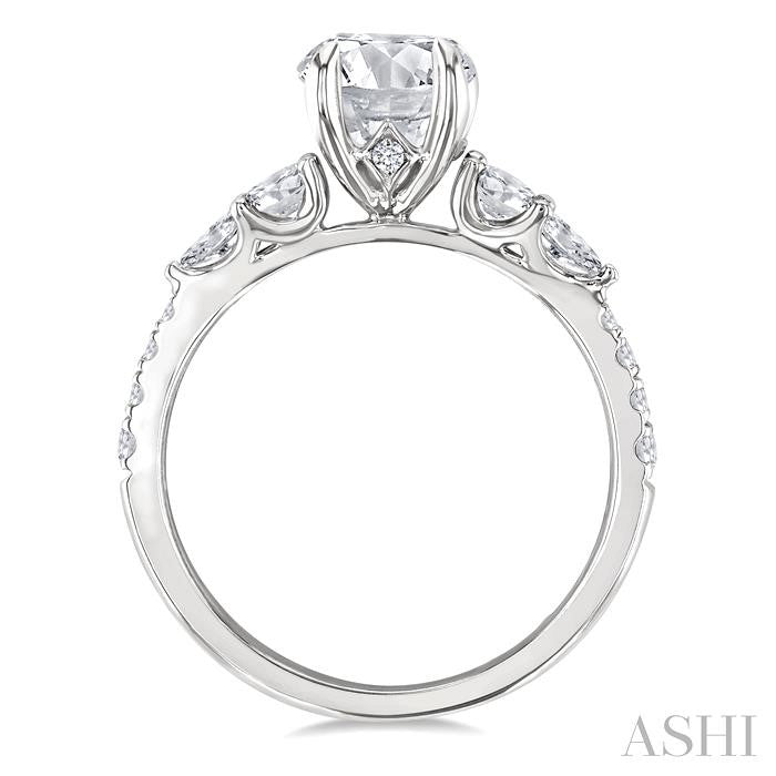 1/2 Ctw Pear and Round Cut Diamond Semi-Mount Engagement Ring in 14K White Gold
