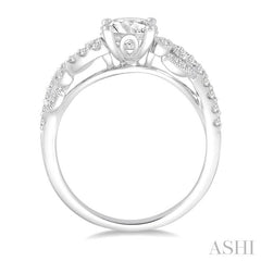3/4 Ctw Criss Cross Shank Round Cut Diamond Engagement Ring with 1/2 Ct Round Cut Center Stone in 14K White Gold