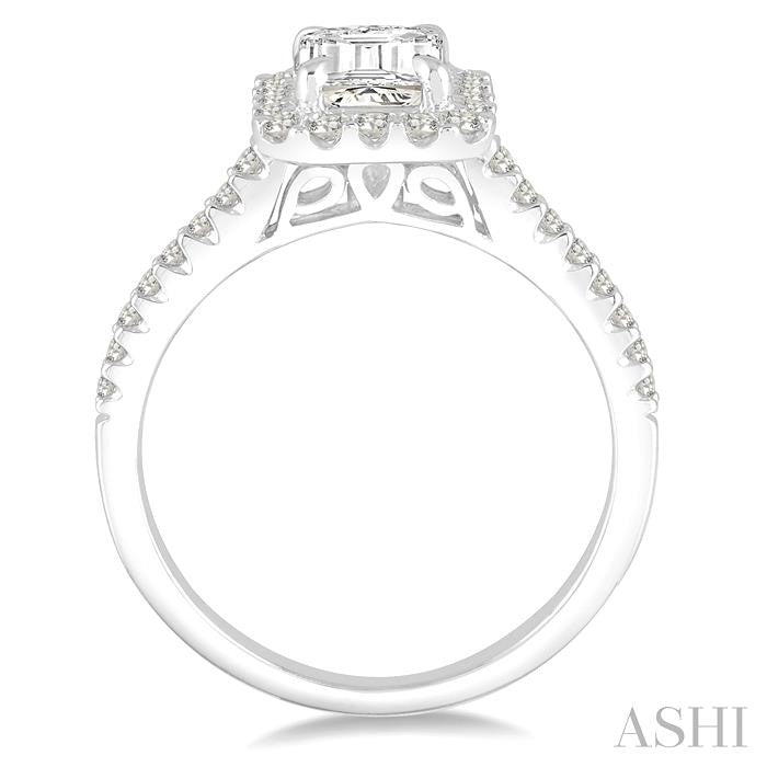 3/8 Ctw Round Cut Diamond Semi-Mount Engagement Ring in 14K White Gold