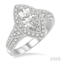 1/2 Ctw Diamond Semi-Mount Engagement Ring in 14K White Gold