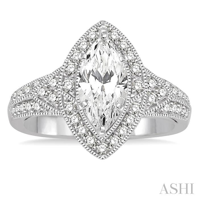 1/2 Ctw Diamond Semi-Mount Engagement Ring in 14K White Gold