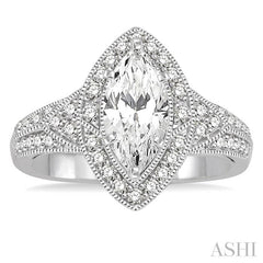 1/2 Ctw Diamond Semi-Mount Engagement Ring in 14K White Gold