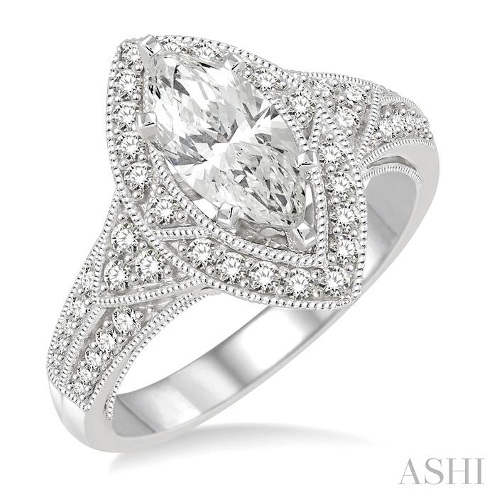 1/2 Ctw Diamond Semi-Mount Engagement Ring in 14K White Gold