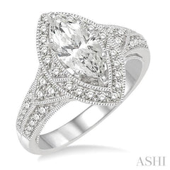 1/2 Ctw Diamond Semi-Mount Engagement Ring in 14K White Gold