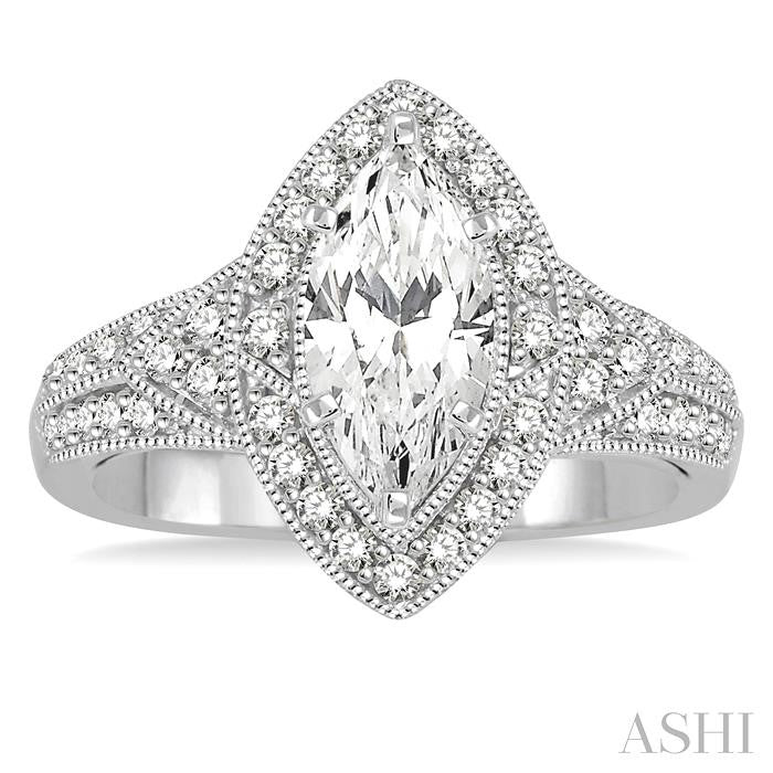 1/2 Ctw Diamond Semi-Mount Engagement Ring in 14K White Gold
