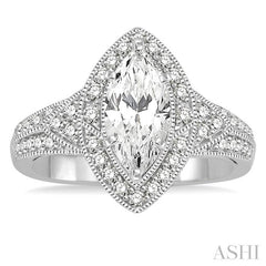 1/2 Ctw Diamond Semi-Mount Engagement Ring in 14K White Gold