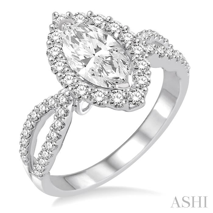 5/8 Ctw Diamond Semi-Mount Engagement Ring in 14K White Gold