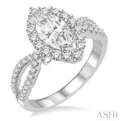 5/8 Ctw Diamond Semi-Mount Engagement Ring in 14K White Gold