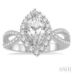 5/8 Ctw Diamond Semi-Mount Engagement Ring in 14K White Gold