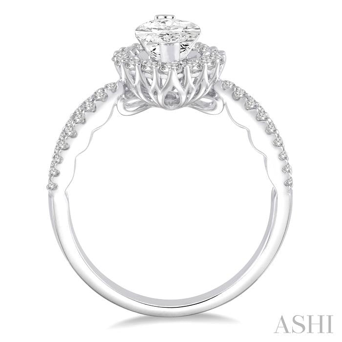5/8 Ctw Diamond Semi-Mount Engagement Ring in 14K White Gold