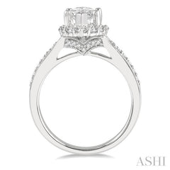 3/4 Ctw Marquise Shape Mount Round Cut Diamond Semi-Mount Engagement Ring in 14K White Gold