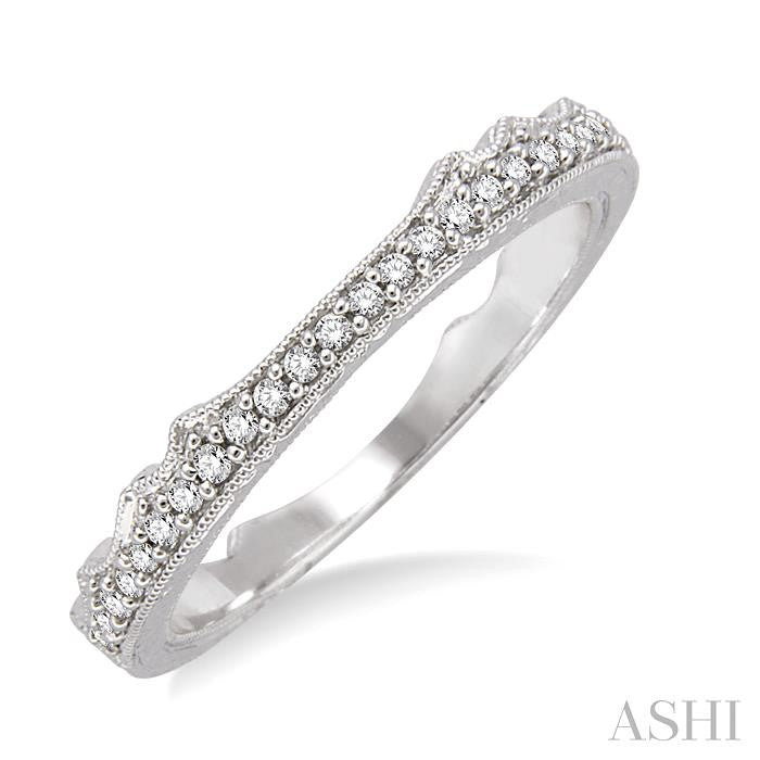 1/10 Ctw Round Cut Diamond Wedding Band in 14K White Gold