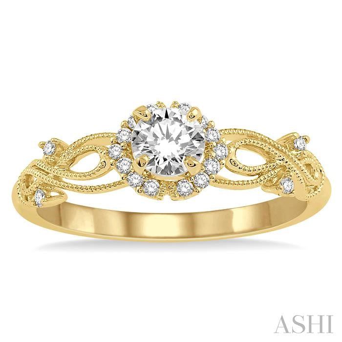 1/10 Ctw Diamond Semi-Mount Engagement Ring in 14K Yellow Gold