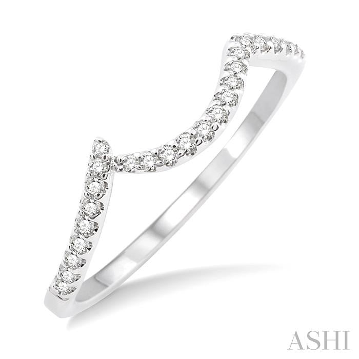 1/10 Ctw Round Cut Diamond Wedding Band in 14K White Gold