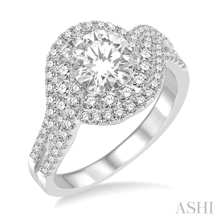 3/4 Ctw Diamond Semi-Mount Engagement Ring in 14K White Gold