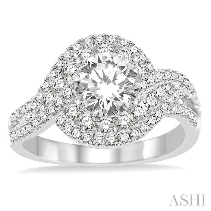3/4 Ctw Diamond Semi-Mount Engagement Ring in 14K White Gold