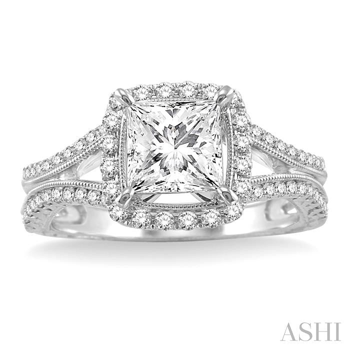 1/2 Ctw Diamond Semi-Mount Engagement Ring in 14K White Gold