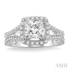 1/2 Ctw Diamond Semi-Mount Engagement Ring in 14K White Gold