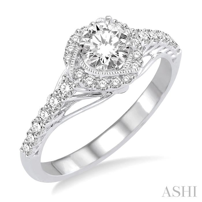 1/3 Ctw Diamond Semi-Mount Engagement Ring in 14K White Gold