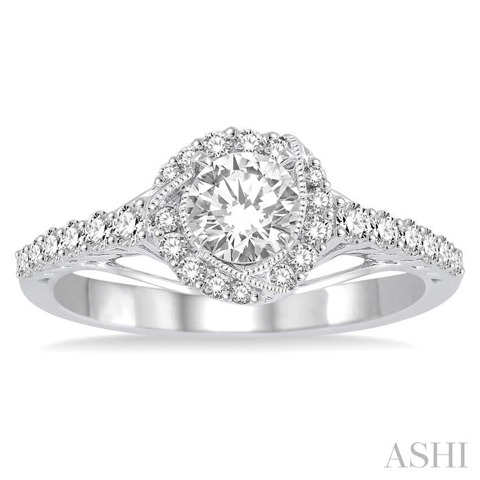 1/3 Ctw Diamond Semi-Mount Engagement Ring in 14K White Gold