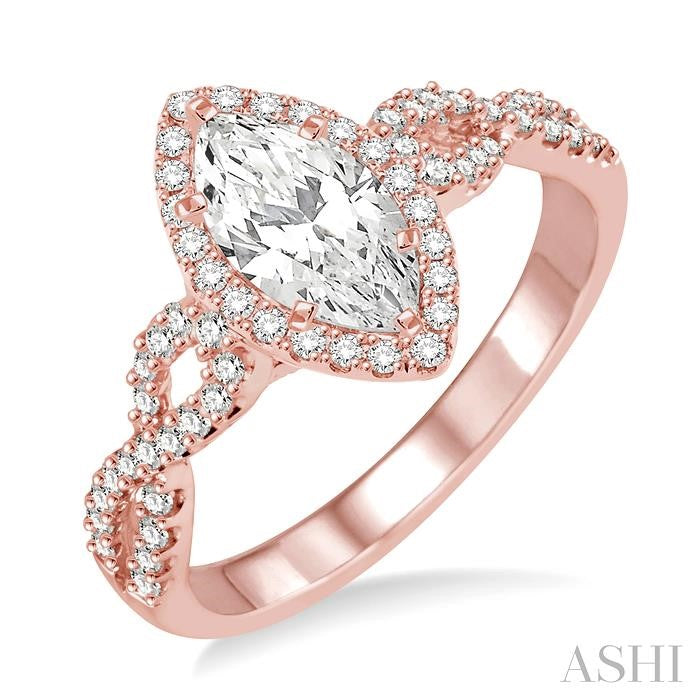 3/8 Ctw Diamond Semi-Mount Engagement Ring in 14K Rose Gold