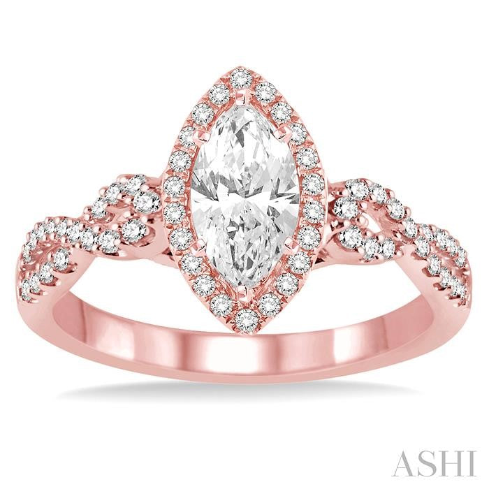 3/8 Ctw Diamond Semi-Mount Engagement Ring in 14K Rose Gold