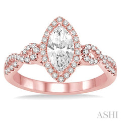 3/8 Ctw Diamond Semi-Mount Engagement Ring in 14K Rose Gold