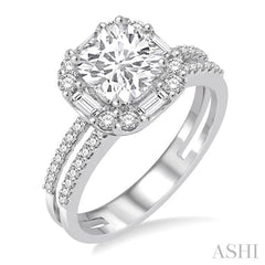 5/8 Ctw Diamond Semi-Mount Engagement Ring in 14K White Gold