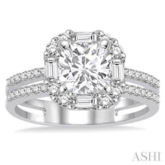 5/8 Ctw Diamond Semi-Mount Engagement Ring in 14K White Gold