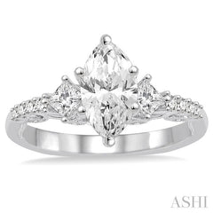 1 1/4 Ctw Diamond Engagement Ring with 3/4 Ct Marquise Cut Center Stone in 14K White Gold