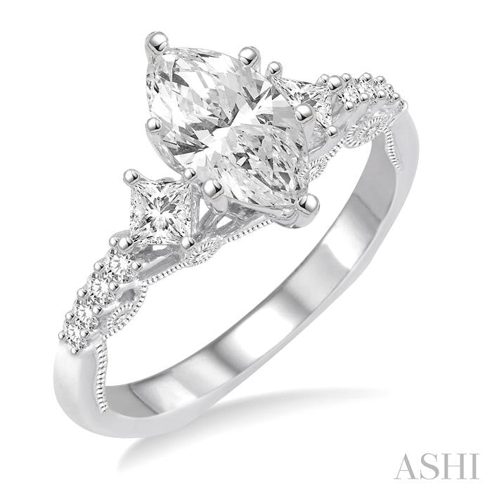 1/2 Ctw Diamond Semi-Mount Engagement Ring in 14K White Gold