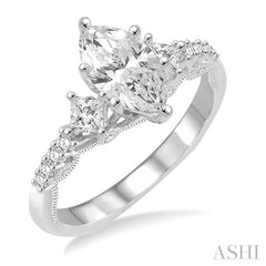1/2 Ctw Diamond Semi-Mount Engagement Ring in 14K White Gold