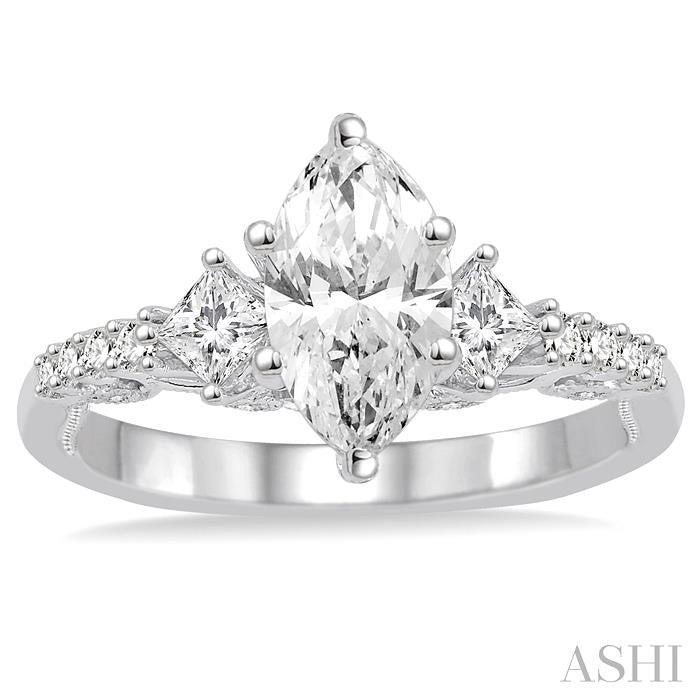 1/2 Ctw Diamond Semi-Mount Engagement Ring in 14K White Gold