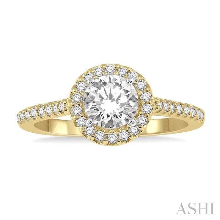 1/6 Ctw Round Cut Diamond Semi-Mount Engagement Ring in 14K Yellow and White Gold