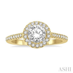 1/6 Ctw Round Cut Diamond Semi-Mount Engagement Ring in 14K Yellow and White Gold