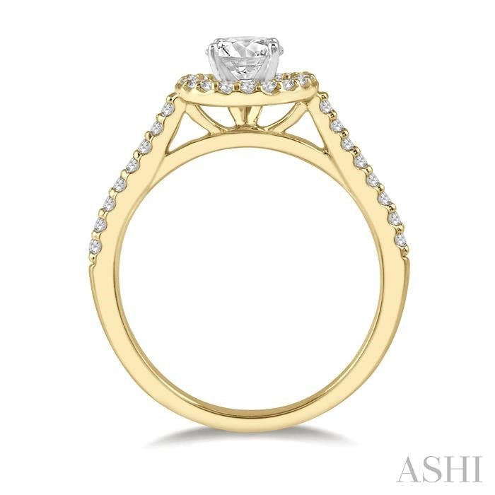 1/6 Ctw Round Cut Diamond Semi-Mount Engagement Ring in 14K Yellow and White Gold