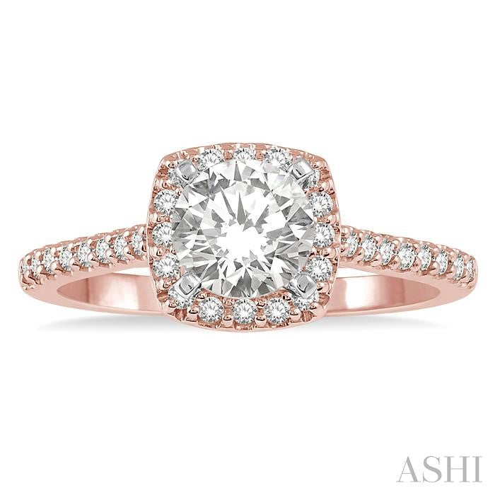 1/4 Ctw Square Shape Diamond Semi-Mount Engagement Ring in 14K Rose and White Gold