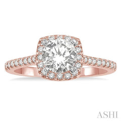 1/4 Ctw Square Shape Diamond Semi-Mount Engagement Ring in 14K Rose and White Gold