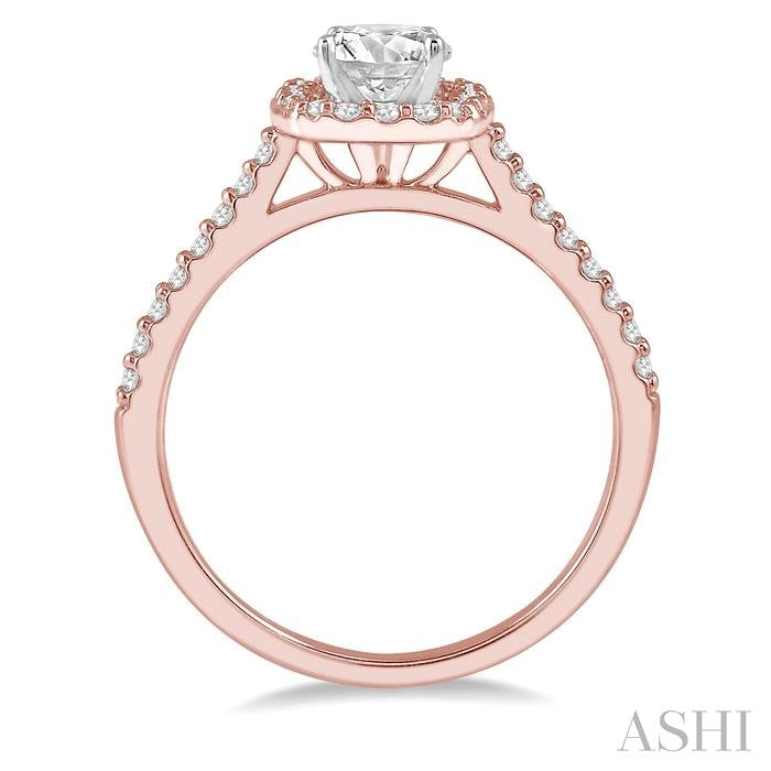 1/4 Ctw Square Shape Diamond Semi-Mount Engagement Ring in 14K Rose and White Gold