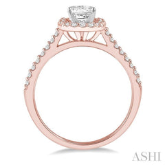 1/4 Ctw Square Shape Diamond Semi-Mount Engagement Ring in 14K Rose and White Gold