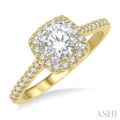 1/4 Ctw Square Shape Diamond Semi-Mount Engagement Ring in 14K yellow and Yellow and white gold