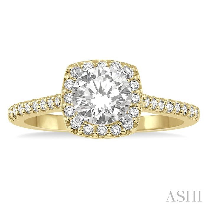 1/4 Ctw Square Shape Diamond Semi-Mount Engagement Ring in 14K yellow and Yellow and white gold