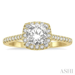 1/4 Ctw Square Shape Diamond Semi-Mount Engagement Ring in 14K yellow and Yellow and white gold
