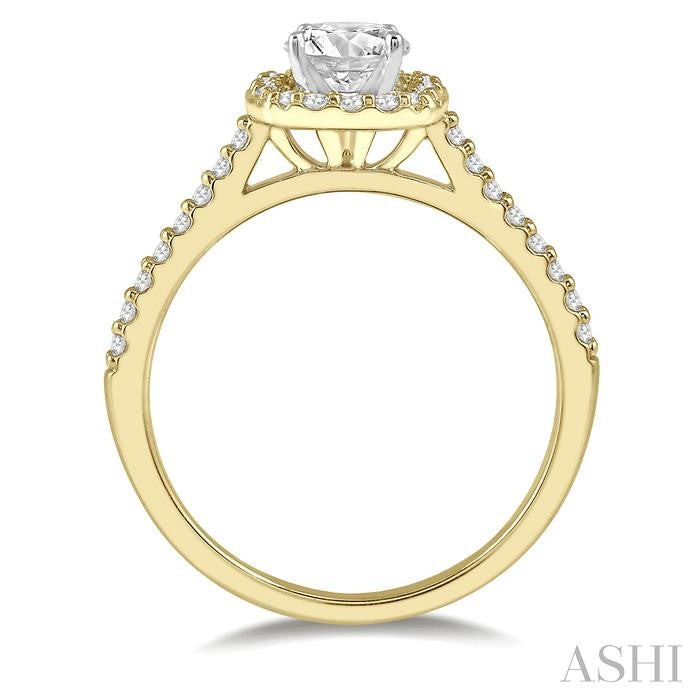 1/4 Ctw Square Shape Diamond Semi-Mount Engagement Ring in 14K yellow and Yellow and white gold