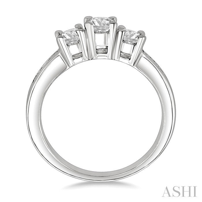 1 Ctw Nine Stone Round Cut Diamond Engagement Ring in 14K White Gold