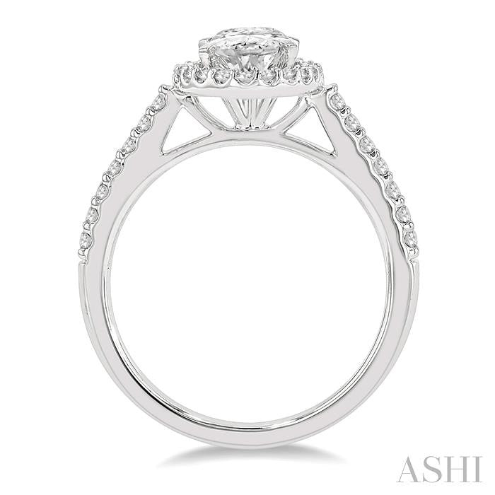 1/3 Ctw Oval Shape Semi-Mount Diamond Engagement Ring in 14K White Gold