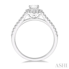 1/3 Ctw Oval Shape Semi-Mount Diamond Engagement Ring in 14K White Gold
