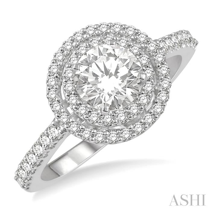 5/8 Ctw Round Cut Diamond Semi-Mount Engagement Ring in 14K White Gold