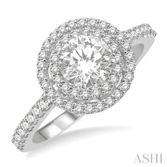 5/8 Ctw Round Cut Diamond Semi-Mount Engagement Ring in 14K White Gold