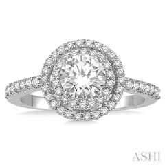 5/8 Ctw Round Cut Diamond Semi-Mount Engagement Ring in 14K White Gold